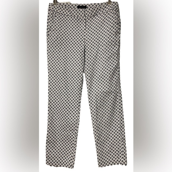 NWOT Navy/White Check Pants straight leg Size 6 Flat Front classic, workwear - Picture 1 of 6